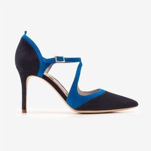 Boden Tisha Navy Blue Suede Pointed Toe Court Heels Size 39.5